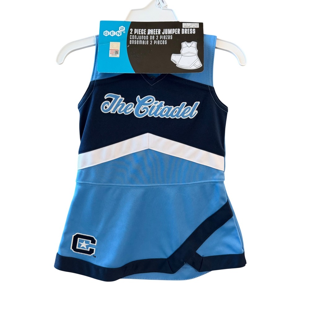 NWT Gen2 The Citadel Bulldogs Girls 2T Cheer Captain Jumper Dress Bloomers Set